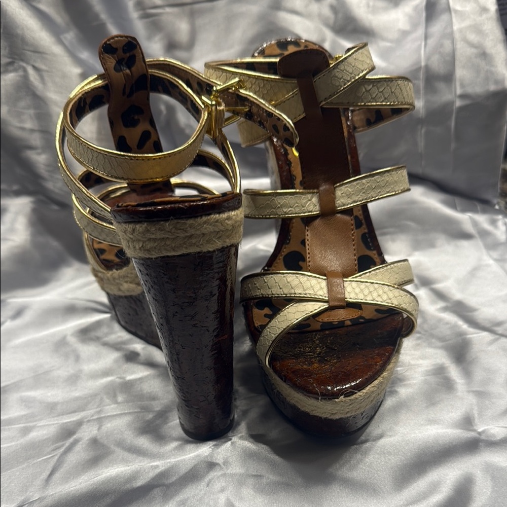 Jessica Simpson Cream and Brown Platform Sandals - Picture 2 of 6